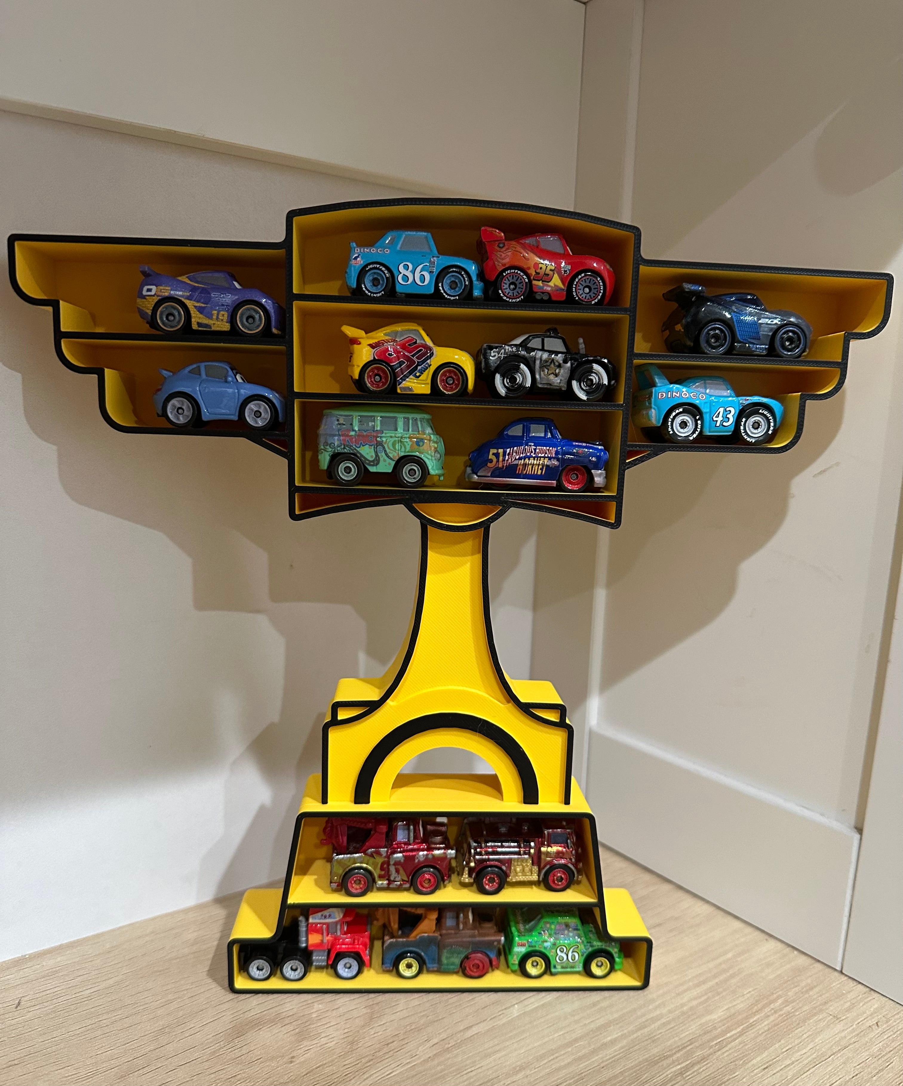 Piston Cup Wall Shelf for Mini Cars | Kids Room Organizer