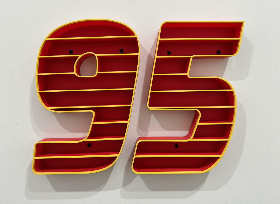 Lightning McQueen '95' Wall Shelf for Mini Cars | Kids Room Organizer