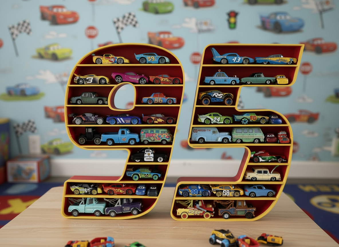 Lightning McQueen '95' Wall Shelf for Regular Cars | Kids Room Organizer