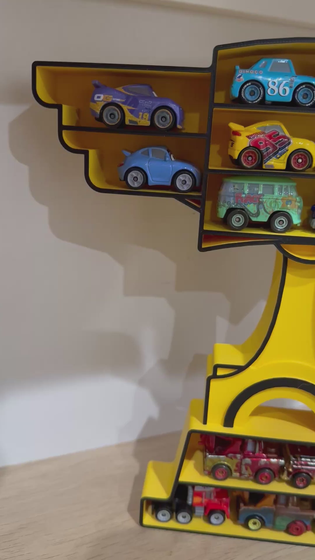 Piston Cup Wall Shelf for Mini Cars | Kids Room Organizer